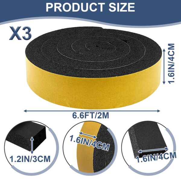 3PCS 6.6ft x 1.6in Black Polyurethane (PU) Universal Vented