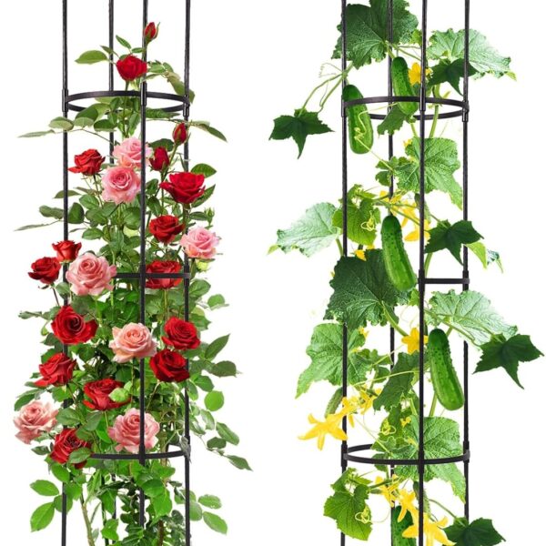Garden Trellis for Climbing Plants, 5.6 feet Tall Garden Obelisk Trellis Climbing Plant Outdoor Support Potted Vine Flower Rose Vegetable Cucumber Trellis Raised Bed, Lightweight, 2 Pack