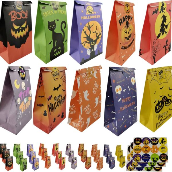 Halloween Treat Bags 30 pcs Gift Bags Reusable Halloween Bags for Candy, Party Favors and Party Supplies