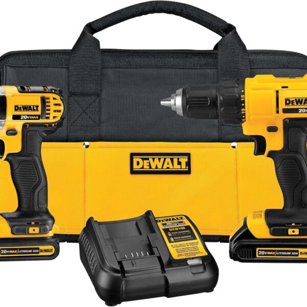 20V MAX Cordless Drill and Impact Driver, Power Tool Combo Kit with 2 Batteries and Charger (DCK240C2)