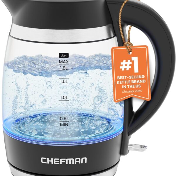 Electric Kettle, 1.8L 1500W, Hot Water Boiler, Removable Lid for Easy Cleaning, Auto Shut Off, Boil-Dry Protection, Stainless Steel Filter, BPA Free, Borosilicate Glass Electric Tea Kettle