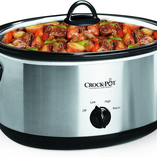 7 Quart Oval Manual Slow Cooker, Stainless Steel (SCV700-S-BR), Versatile Cookware for Large Families or Entertaining